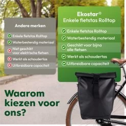 Ekostar® Enkele Fietstas - Rolltop - 19 Liter - E-Bikes - Zwart 18 Ekostar® Enkele Fietstas - Rolltop - 19 Liter - E-Bikes - Zwart -Extreem Snel Rijden 1200x1200 1045