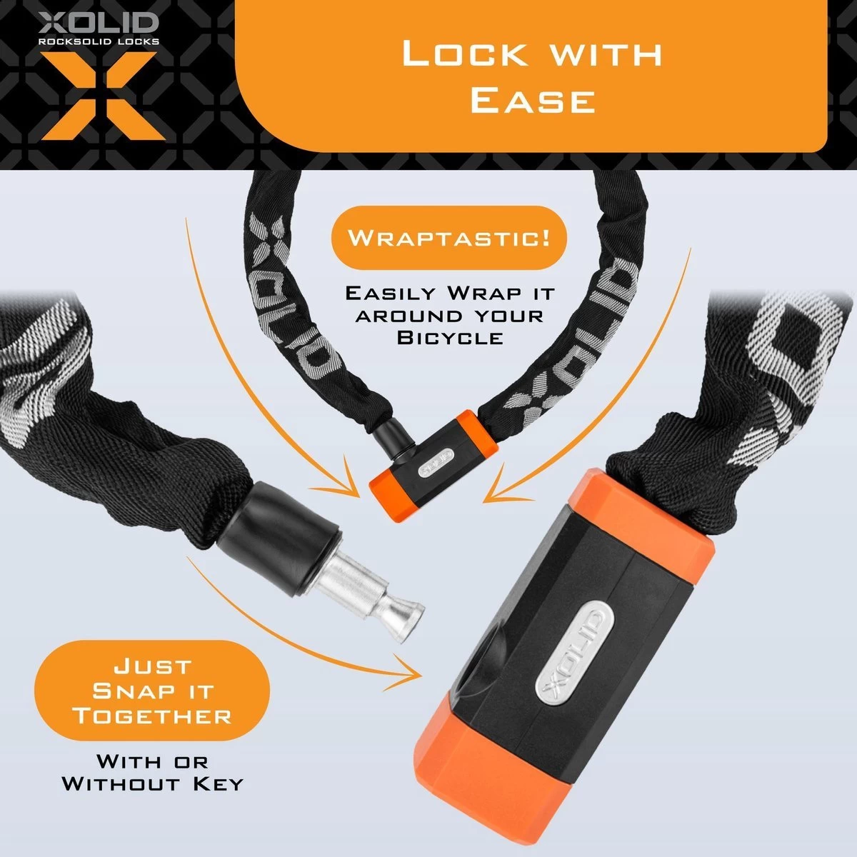 Xolid Kettingslot Fiets - Reflective Fietsslot Ketting - Slot 120CM 9 Xolid Kettingslot Fiets - Reflective Fietsslot Ketting - Slot 120CM - Afbeelding 7
