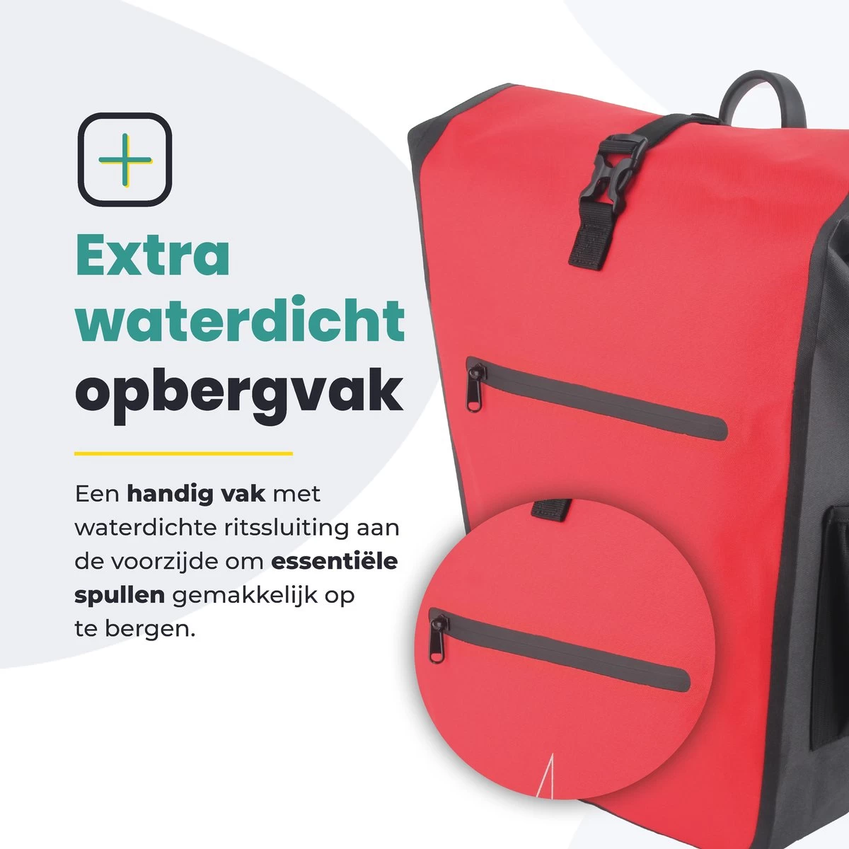 Voltano Luxe E-bike Fietstas 28L – Zwart / Rood – Pakaftas Met Laptop Vak – 100% Waterdicht - Met Gratis Schouderband 5 Voltano Luxe E-bike Fietstas 28L – Zwart / Rood – Pakaftas Met Laptop Vak – 100% Waterdicht - Met Gratis Schouderband - Afbeelding 3