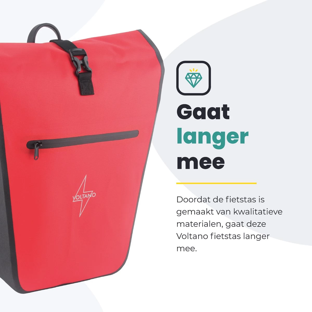 Voltano Luxe E-bike Fietstas 28L – Zwart / Rood – Pakaftas Met Laptop Vak – 100% Waterdicht - Met Gratis Schouderband 6 Voltano Luxe E-bike Fietstas 28L – Zwart / Rood – Pakaftas Met Laptop Vak – 100% Waterdicht - Met Gratis Schouderband - Afbeelding 4