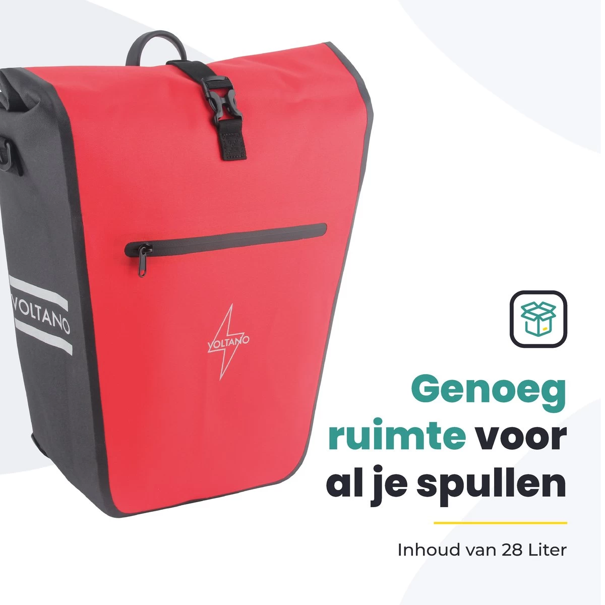 Voltano Luxe E-bike Fietstas 28L – Zwart / Rood – Pakaftas Met Laptop Vak – 100% Waterdicht - Met Gratis Schouderband 9 Voltano Luxe E-bike Fietstas 28L – Zwart / Rood – Pakaftas Met Laptop Vak – 100% Waterdicht - Met Gratis Schouderband - Afbeelding 7