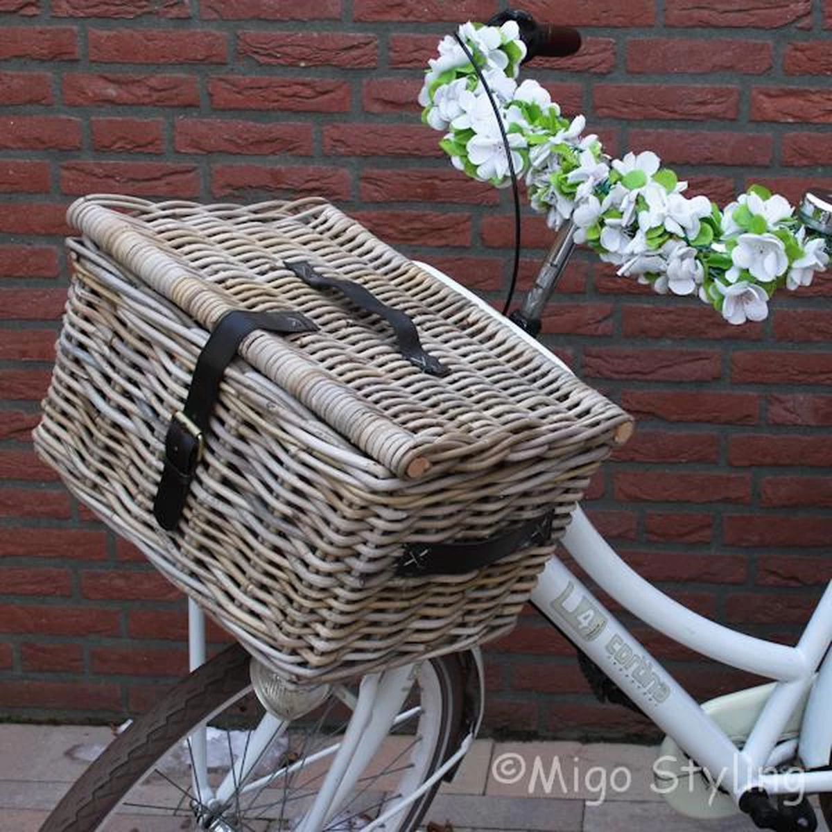 Fietsmand - Met Deksel - Bakkersmand - 42x33xH23 - Riet-Rotan 3 Fietsmand - Met Deksel - Bakkersmand - 42x33xH23 - Riet-Rotan