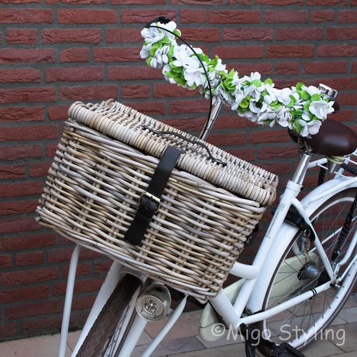 Fietsmand - Met Deksel - Bakkersmand - 42x33xH23 - Riet-Rotan 5 Fietsmand - Met Deksel - Bakkersmand - 42x33xH23 - Riet-Rotan - Afbeelding 3