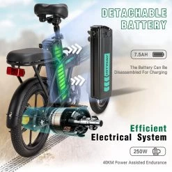Hitway BK5 Elektrische Fiets | Opvouwbare E-bike | 16 Inch | Hitway BK5 250W Motor | Zwart -Extreem Snel Rijden 1200x1200 142