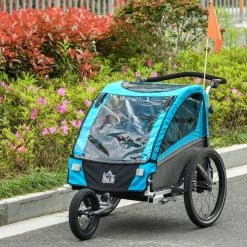 HOMCOM 3-in-1 Kinderaanhanger Jogger Fietskar Voor 2 Kinderen Aluminium 440-018 -Extreem Snel Rijden 1200x1200 1435