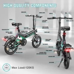 Merkloos Hitway 14F005 Elektrische Fiets E-bike | Opvouwbaar | 250W Motor | 7.5Ah | 16" | Zwart / Groen -Extreem Snel Rijden 1200x1200 146