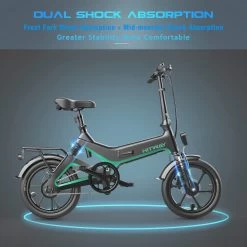 Merkloos Hitway 14F005 Elektrische Fiets E-bike | Opvouwbaar | 250W Motor | 7.5Ah | 16" | Zwart / Groen -Extreem Snel Rijden 1200x1200 148