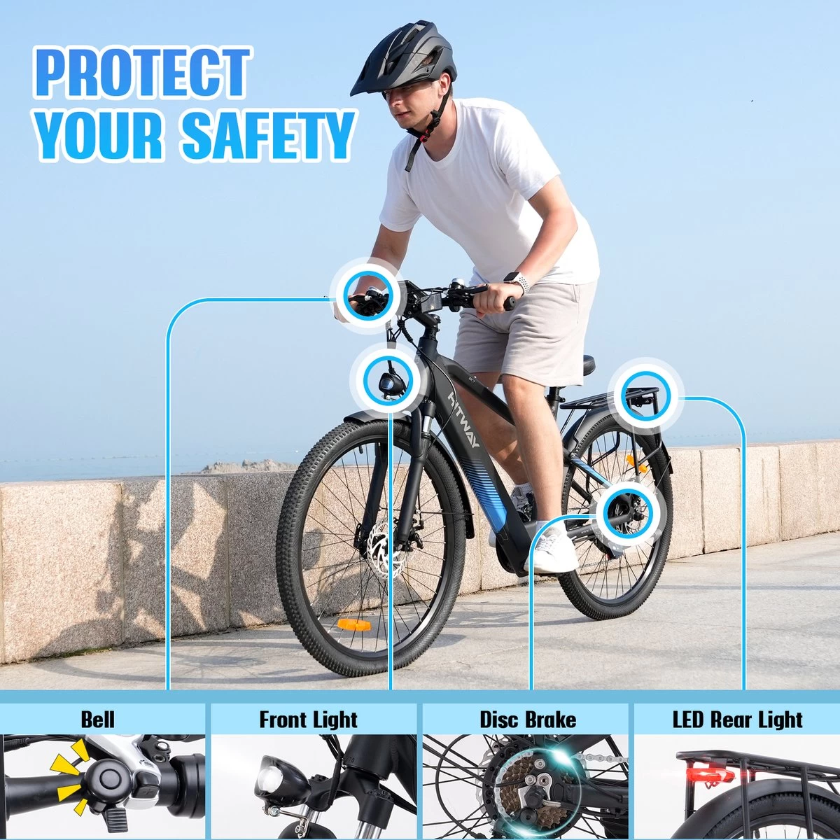 Hitway Elektrische Fiets Off-Road | Electric Mountain Bike | E-bike | 250W Motor | 26 Inch | Zwart 4 Hitway Elektrische Fiets Off-Road | Electric Mountain Bike | E-bike | 250W Motor | 26 Inch | Zwart - Afbeelding 2