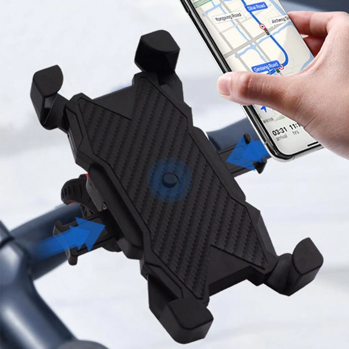Telefoonhouder Voor Fiets Scooter Of Motor - Met Automatische Span Bevestiging 9 Telefoonhouder Voor Fiets Scooter Of Motor - Met Automatische Span Bevestiging - Afbeelding 7