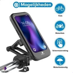 MIFOR® Fiets Telefoonhouder, Waterdichte Smartphonehouder Met Touchscreen, 360 ° Draaibaar, In Hoogte Verstelbaar Voor IPhone Samsung Galaxy Huawei - UNIVERSEEL - Fietsmotor, Zwart -Extreem Snel Rijden 1200x1200 1579