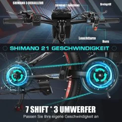 Myatu E-Bike 26-inch E-bike Voor Vrouwen En Mannen, Mountainbike Elektrische Fiets Met 36V 10.4AH Accu En Shimano 21 Versnellingen, 21 Versnellingen, Derailleur, 250 W -Extreem Snel Rijden 1200x1200 160