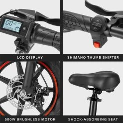 OUXI - V5 - 16 Inch - Elektrische Fiets - E Bike - Elektrische Vouwfiets - APP IOS/ Android - 500W Motor - 15Ah Lithuim Ion Batterij - Zwart -Extreem Snel Rijden 1200x1200 163