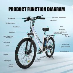HITWAY Elektrische Fiets, 26 Inch, 250 W Motor, Li-batterij 36 V/11,2 Ah Ebike, Shimano 7 Versnellingen, Tot 35-90 Km -Extreem Snel Rijden 1200x1200 171
