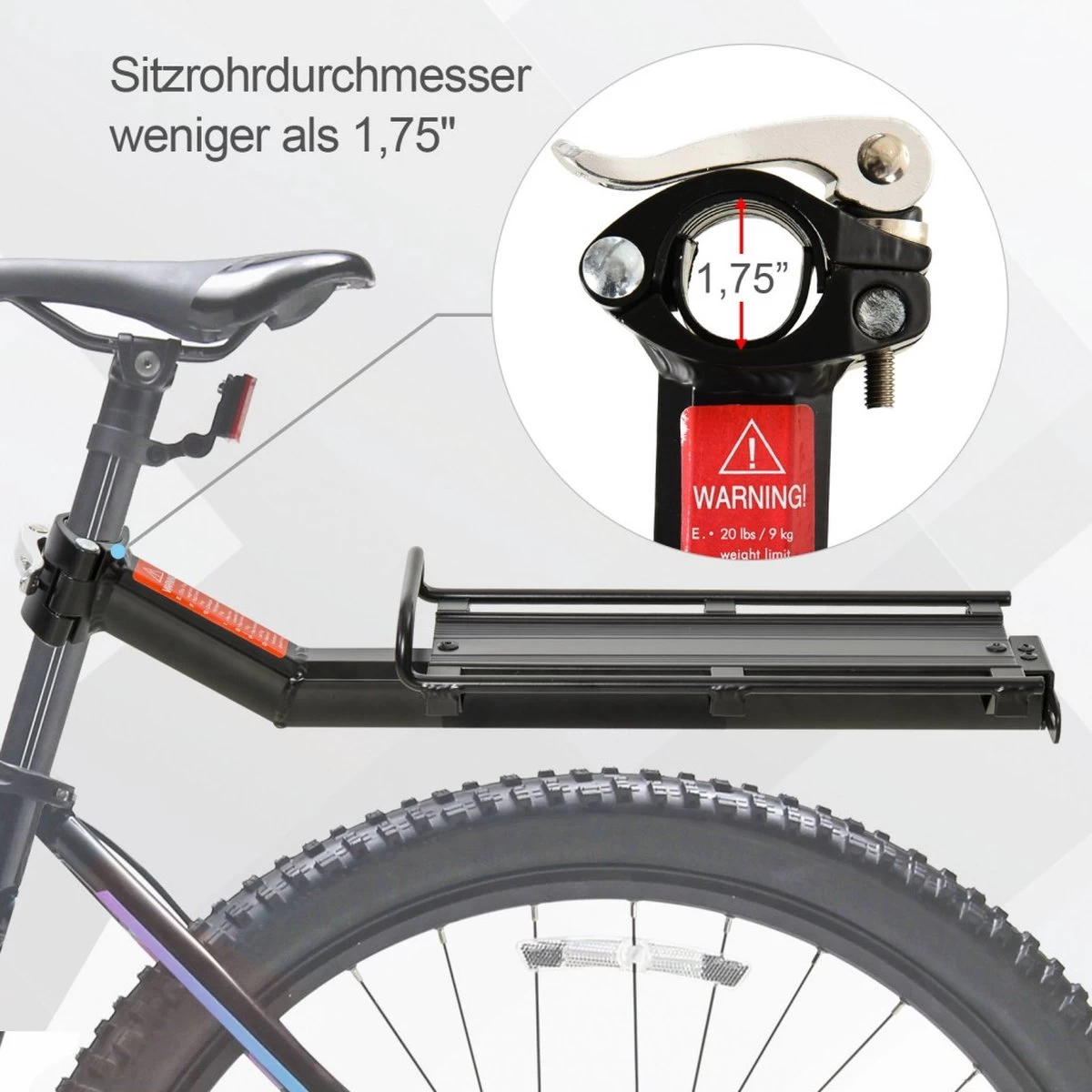 Merkloos Universele Fiets Bagagedrager - Voor Achterop Zadelpen Mountainbike/MTB/Racefiets - Achter Bagage Drager Rek - Met Quick Release Fietsframe Bevestiging - Bagagerek - Lichtgewicht Aluminium - Zwart 6 Merkloos Universele Fiets Bagagedrager - Voor Achterop Zadelpen Mountainbike/MTB/Racefiets - Achter Bagage Drager Rek - Met Quick Release Fietsframe Bevestiging - Bagagerek - Lichtgewicht Aluminium - Zwart - Afbeelding 4