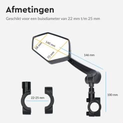 Dyken Fietsspiegel Links - Achteruitkijkspiegel Op Stuur - Fietsspiegel Ebike - Fiets Spiegel -Extreem Snel Rijden 1200x1200 363