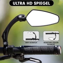 Esioh® Verstelbare Fietsspiegel Rechts Ebike Op Stuur - Achteruitkijkspiegel Fiets – Zijspiegel Fiets 360 ° Draaibaar - Zwart -Extreem Snel Rijden 1200x1200 383