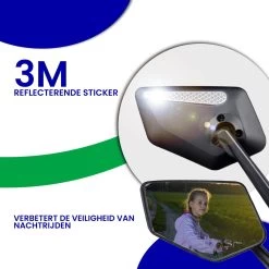 Beyond Gold - Fietsspiegel - Links - Reflectie Strip - E Step - Elektrische Fiets - Mountain Bike - Incl Grote Kijkhoek - Achteruitkijkspiegel - 360º Verstelbaar - Multifunctioneel - Incl Inbussleutel - Fiets Spiegel -Extreem Snel Rijden 1200x1200 407