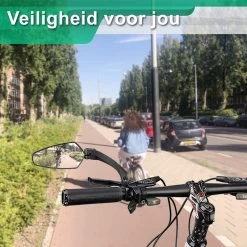 Merkloos Fietsspiegel + Reflectiestrip - Links - E-bike - Verstelbaar 360 Graden - Zwart -Extreem Snel Rijden 1200x1200 412
