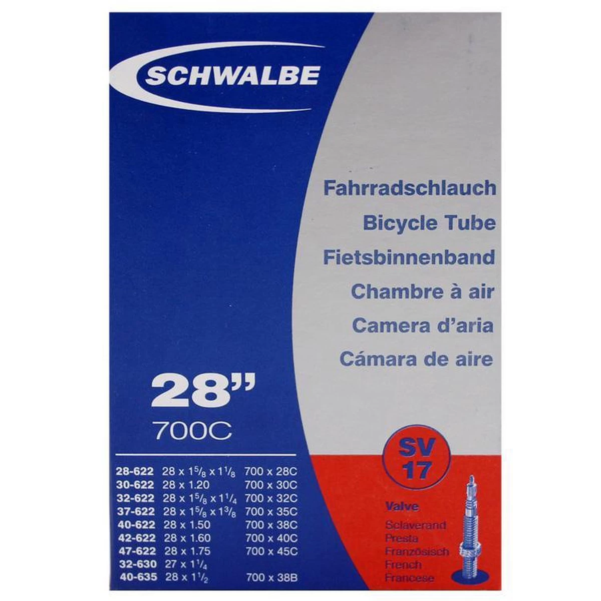 Schwalbe Binnenband - SV17 - 28 Inch X 1.10 - 1.75 - Frans Ventiel - 40mm 14 Schwalbe Binnenband - SV17 - 28 Inch X 1.10 - 1.75 - Frans Ventiel - 40mm - Afbeelding 12