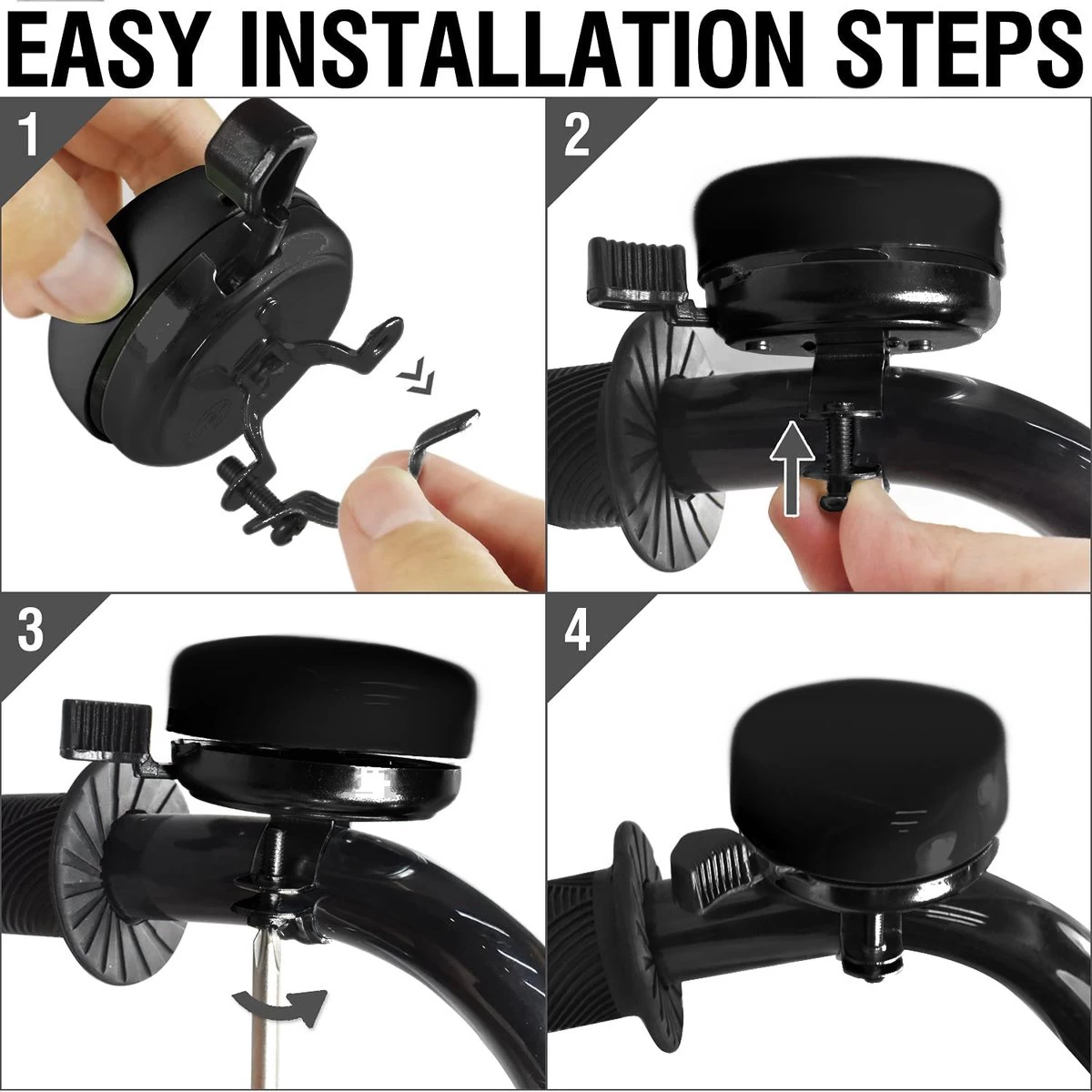 Fietsbel Zwart 5.5 Cm Stalen Fietsbel - Universele Fietsbel Zwart Hoorbare Klank. 4 Fietsbel Zwart 5.5 Cm Stalen Fietsbel - Universele Fietsbel Zwart Hoorbare Klank. - Afbeelding 2