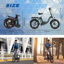 HITWAY E-Bike Elektrische Fiets 20 Inch Fat Tire E-Bicycle Vouwfiets, 250 W, 11,2 Ah Accu, Max. Bereik Tot 35-90 Km, Offroad-mountainbike Met Shimano 7-versnellingen, City EBike Met Slot,Groen Zwart -Extreem Snel Rijden 1200x1200 71