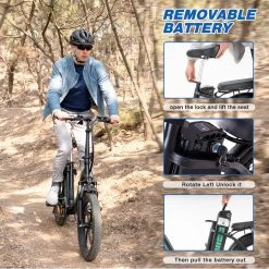 HITWAY E-Bike Elektrische Fiets 20 Inch Fat Tire E-Bicycle Vouwfiets, 250 W, 11,2 Ah Accu, Max. Bereik Tot 35-90 Km, Offroad-mountainbike Met Shimano 7-versnellingen, City EBike Met Slot,Groen Zwart -Extreem Snel Rijden 1200x1200 73