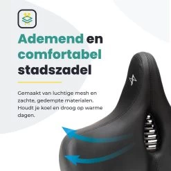 Voltano City XXXL Fietszadel Met Uitsparing – Unisex Extra Breed Fietszadel – Tegen Zadelpijn – 100% Waterdicht – Incl. Gratis Zadelstrop - Zwart -Extreem Snel Rijden 1200x1200 734