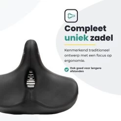 Voltano City XXXL Fietszadel Met Uitsparing – Unisex Extra Breed Fietszadel – Tegen Zadelpijn – 100% Waterdicht – Incl. Gratis Zadelstrop - Zwart -Extreem Snel Rijden 1200x1200 737