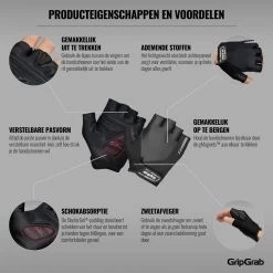 GripGrab - ProGel Padded Korte Vinger Zomer Fietshandschoenen - Zwart - Unisex - Maat L -Extreem Snel Rijden 1200x1200 812