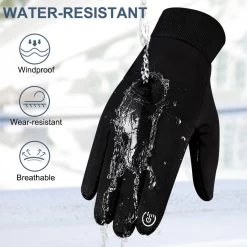 Plugstore - Fietshandschoenen Outdoor Thermisch Waterdicht Antislip Grip Lichtgewicht Touchscreen Winddicht Winter Warme Liner Handschoen Voor Mannen & Vrouwen Voor Rijden Lopen Hardlopen Skiën Werk Jacht Klimmen (zwart) -Extreem Snel Rijden 1200x1200 849