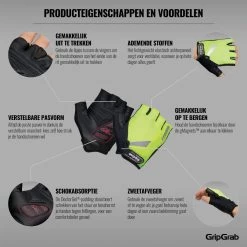 GripGrab - ProGel Padded Korte Vinger Zomer Fietshandschoenen - Geel Hi-Vis - Unisex - Maat L -Extreem Snel Rijden 1200x1200 870