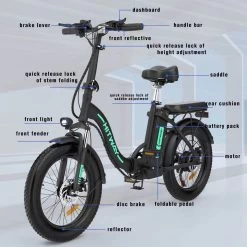 HITWAY E Bike Elektrische Fiets 20 Inch Dikke Band Opvouwbare Elektrische Fiets, 250W/36V/11,2Ah Batterij, Max. Bereik Tot 35-90km, Off-road Mountainbike Met Shimano 7 Versnellingen, Stad EBike Heren Dames -Extreem Snel Rijden 1200x1200 88