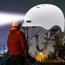 Fietshelm-Met Voor- En Achterlicht-Skatehelm -Maat-M-54 Tot 57cm-Helm Wit - LED Verlichting -Extreem Snel Rijden 1200x1200 908