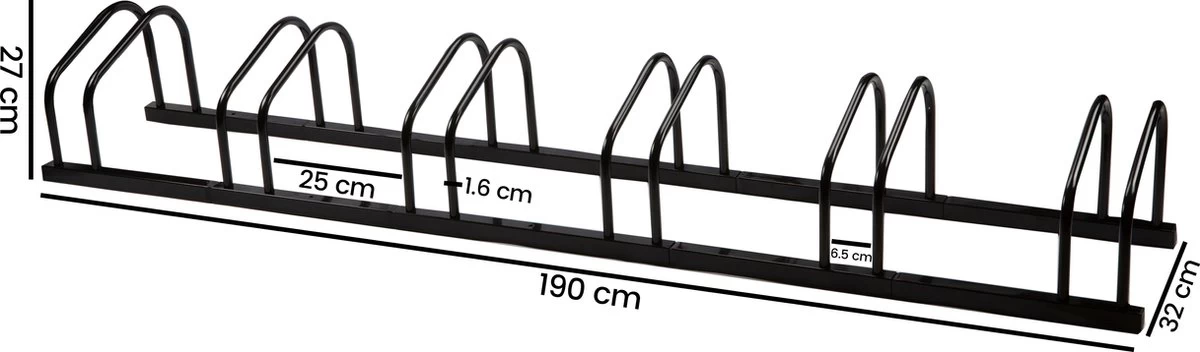 Alora Fietsenrek Voor 6 Fietsen Zwart- Met Muurbevestiging - Fietsen Rek 8 Alora Fietsenrek Voor 6 Fietsen Zwart- Met Muurbevestiging - Fietsen Rek - Afbeelding 6