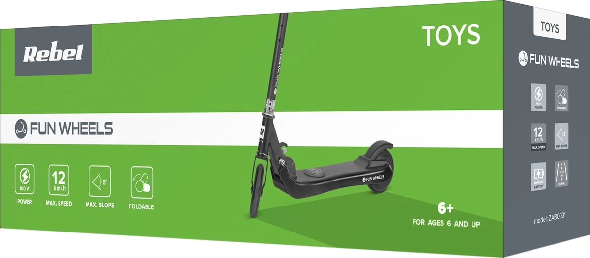 Rebel ZAB0031BC - Elektrische ‘Fun Wheels’ Step, Kids, Zwart 9 Rebel ZAB0031BC - Elektrische ‘Fun Wheels’ Step, Kids, Zwart - Afbeelding 7