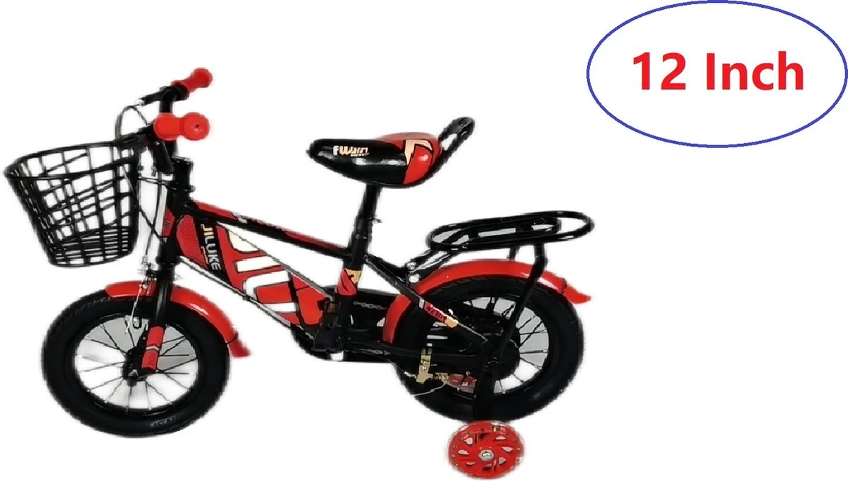 Kinderfiets - 12 Inch Kinderfiets -vanaf 2-4 Jaar Jongens En Meisjes Fietsen - Terugtrap -Rem -Stabilisatoren(2 Zijwieltjes)- Mandje - Achterbank - Rood 3 Kinderfiets - 12 Inch Kinderfiets -vanaf 2-4 Jaar Jongens En Meisjes Fietsen - Terugtrap -Rem -Stabilisatoren(2 Zijwieltjes)- Mandje - Achterbank - Rood