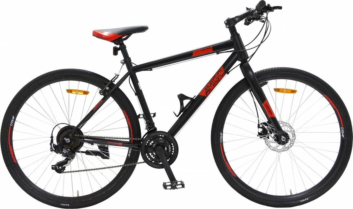 Amigo Control - Mountainbike 28 Inch - Voor Dames En Heren - Met 21 Versnellingen - Zwart/Rood 3 Amigo Control - Mountainbike 28 Inch - Voor Dames En Heren - Met 21 Versnellingen - Zwart/Rood