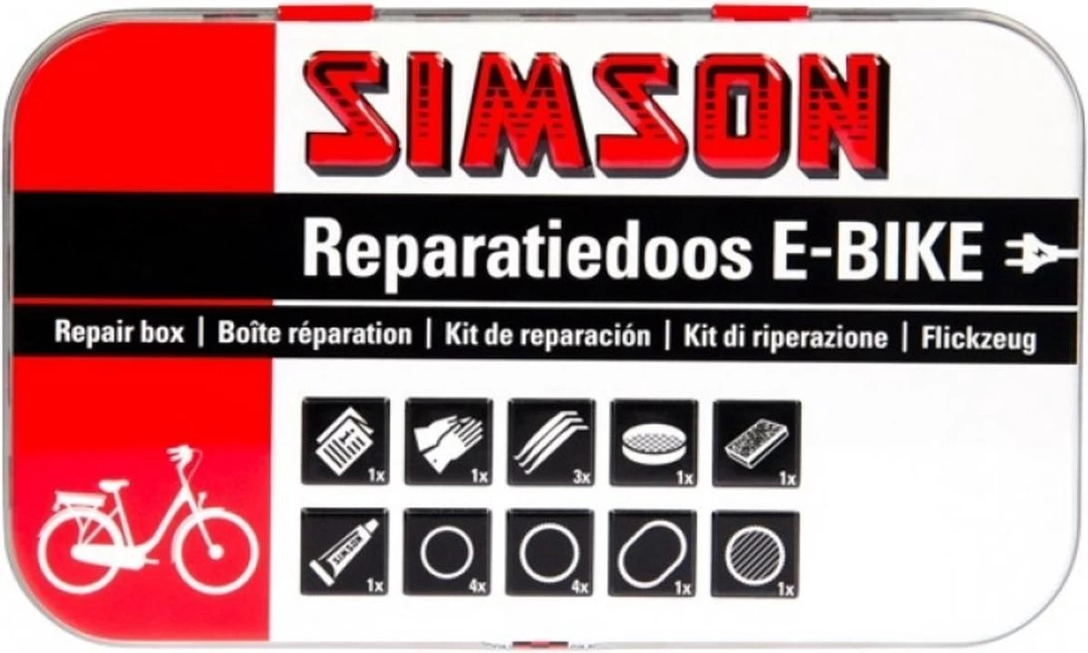 Simson Reparatieset E-bike Staal Wit/rood 14-delig 4 Simson Reparatieset E-bike Staal Wit/rood 14-delig - Afbeelding 2