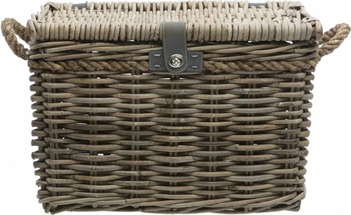 New Looxs Melbourne Large Fietsmand Voordrager - 45 Liter - Rotan - Grijs 4 New Looxs Melbourne Large Fietsmand Voordrager - 45 Liter - Rotan - Grijs - Afbeelding 2