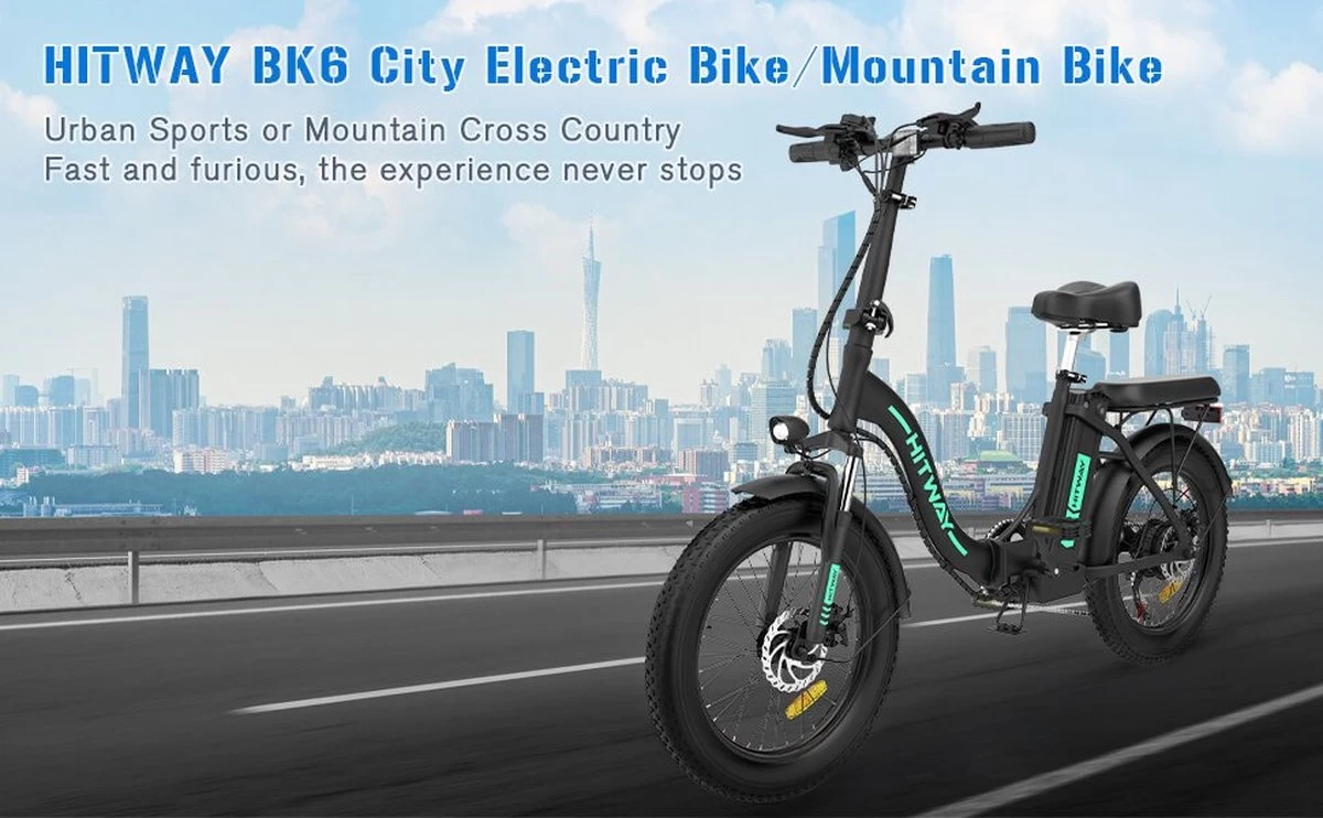 HITWAY E-bike Elektrische Fiets 20" Vouwfiets Met Dikke Banden, 250W/36V/11,2Ah Accu, 35-90 Km, Offroad-mountainbike Met Shimano 7 Versnellingen, CityBike Voor Heren En Dames 7 HITWAY E-bike Elektrische Fiets 20" Vouwfiets Met Dikke Banden, 250W/36V/11,2Ah Accu, 35-90 Km, Offroad-mountainbike Met Shimano 7 Versnellingen, CityBike Voor Heren En Dames - Afbeelding 5