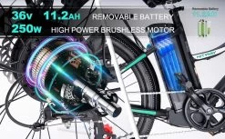 HITWAY 26 Inch E-bike, Elektrische Fiets Voor Heren En Dames, Pedelec Stadsfietsen, 250 W Motor, 36 V/11,2 Ah E-bike, Shimano 7 Versnellingen, 35-90 Km| Wit / Blauw -Extreem Snel Rijden 1200x742 4