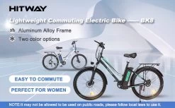 HITWAY 26 Inch E-bike, Elektrische Fiets Voor Heren En Dames, Pedelec Stadsfietsen, 250 W Motor, 36 V/11,2 Ah E-bike, Shimano 7 Versnellingen, 35-90 Km| Wit / Blauw -Extreem Snel Rijden 1200x742 5