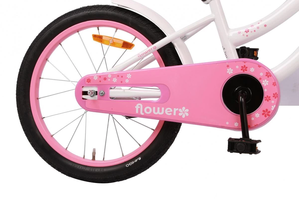 Amigo Flower Meisjesfiets - Kinderfiets 18 Inch - Wit 5 Amigo Flower Meisjesfiets - Kinderfiets 18 Inch - Wit - Afbeelding 3
