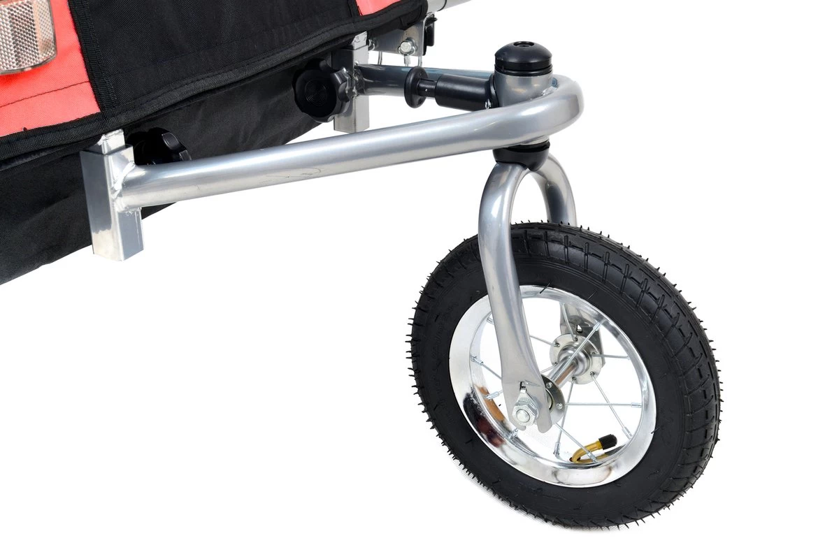 Fietskar Voor Kinderen - Met Buggyfunctie - En Schokbrekers - Rood 6 Fietskar Voor Kinderen - Met Buggyfunctie - En Schokbrekers - Rood - Afbeelding 4