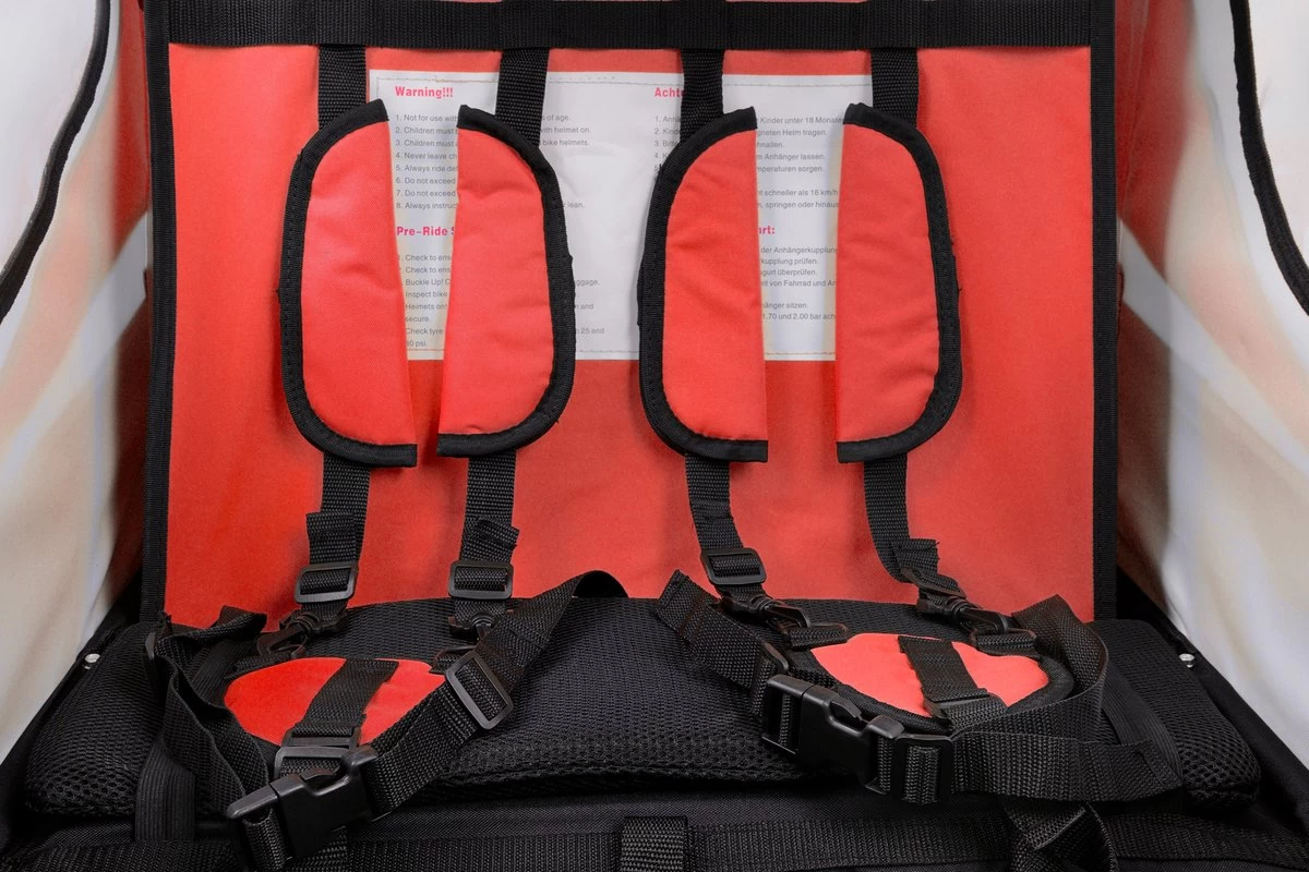 Fietskar Voor Kinderen - Met Buggyfunctie - En Schokbrekers - Rood 14 Fietskar Voor Kinderen - Met Buggyfunctie - En Schokbrekers - Rood - Afbeelding 12