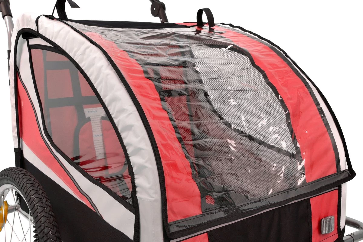 Fietskar Voor Kinderen - Met Buggyfunctie - En Schokbrekers - Rood 16 Fietskar Voor Kinderen - Met Buggyfunctie - En Schokbrekers - Rood - Afbeelding 14