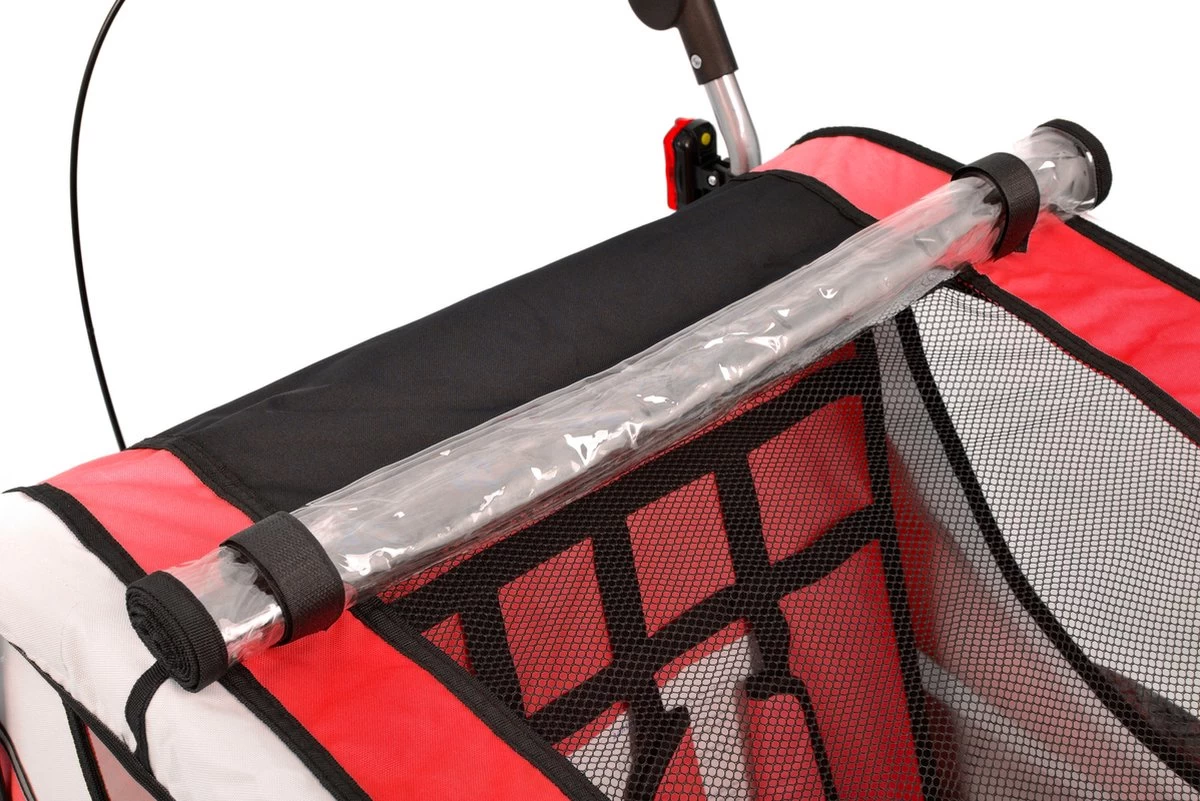 Fietskar Voor Kinderen - Met Buggyfunctie - En Schokbrekers - Rood 7 Fietskar Voor Kinderen - Met Buggyfunctie - En Schokbrekers - Rood - Afbeelding 5