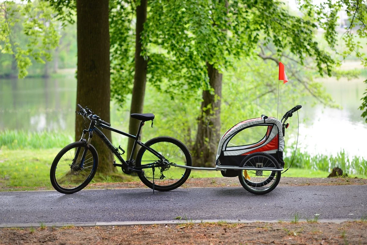 Fietskar Voor Kinderen - Met Buggyfunctie - En Schokbrekers - Rood 9 Fietskar Voor Kinderen - Met Buggyfunctie - En Schokbrekers - Rood - Afbeelding 7
