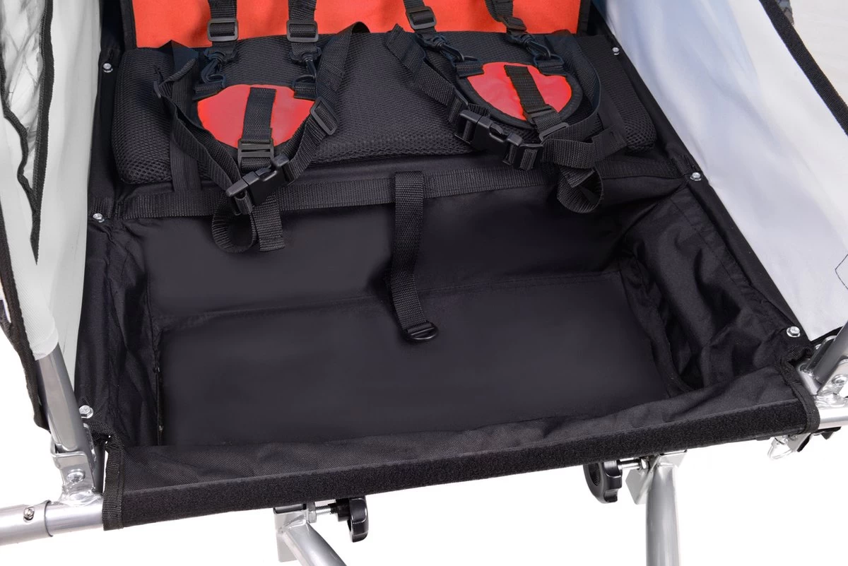 Fietskar Voor Kinderen - Met Buggyfunctie - En Schokbrekers - Rood 11 Fietskar Voor Kinderen - Met Buggyfunctie - En Schokbrekers - Rood - Afbeelding 9