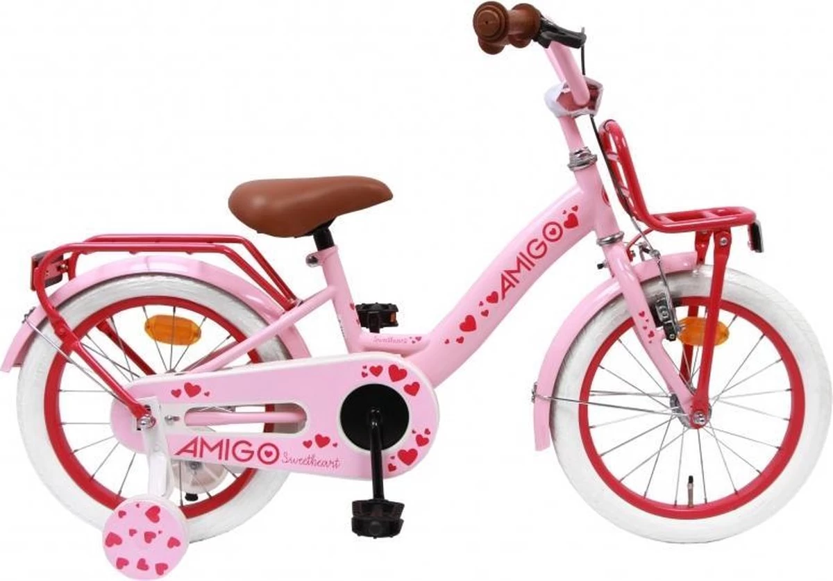 Amigo Sweetheart Meisjesfiets - Kinderfiets 16 Inch - Roze 3 Amigo Sweetheart Meisjesfiets - Kinderfiets 16 Inch - Roze
